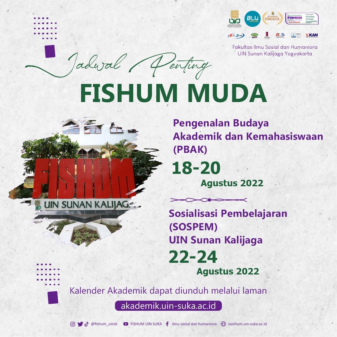 FishumUIN's tweet photo. Halo gaesss,,, Info penting nih bagi mahasiswa baru Tahun Akademik 2022/2023

Sebentar lagi kita akan menyongsong Pengenalan Budaya Akademik dan Kemahasiswaan (PBAK) dan Sosialisasi Pembelajaran (SOSPEM) UIN Sunan Kalijaga 🎊

#fishum #uinsk #2022 https://t.co/JxaEJKiZpd
