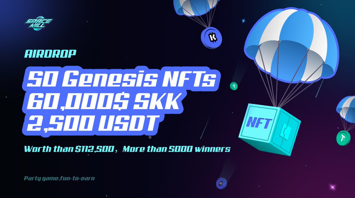 Crypto Wizards (@wizards_crypto) on Twitter photo 📢 SPACEKILL #Airdrop event is live! 📢
🎁 50 Genesis #NFTs & 2500 USDT & 60000$ SKK are waiting for you!
🎁 More than 5000 winners
⏰ 8th Aug-14th Aug (UTC)
✅ Follow
<a href="/SpaceKill_game/">SPACE KILL</a>
✅ RT& Tag 3 friends
✅ Finish Gleam task: gleam.io/NmnIN/spacekil…
#Giveaway #Gamefi 📢 SPACEKILL #Airdrop event is live! 📢
🎁 50 Genesis #NFTs & 2500 USDT & 60000$ SKK are waiting for you!
🎁 More than 5000 winners
⏰ 8th Aug-14th Aug (UTC)
✅ Follow
<a href="/SpaceKill_game/">SPACE KILL</a>
✅ RT& Tag 3 friends
✅ Finish Gleam task: gleam.io/NmnIN/spacekil…
#Giveaway #Gamefi