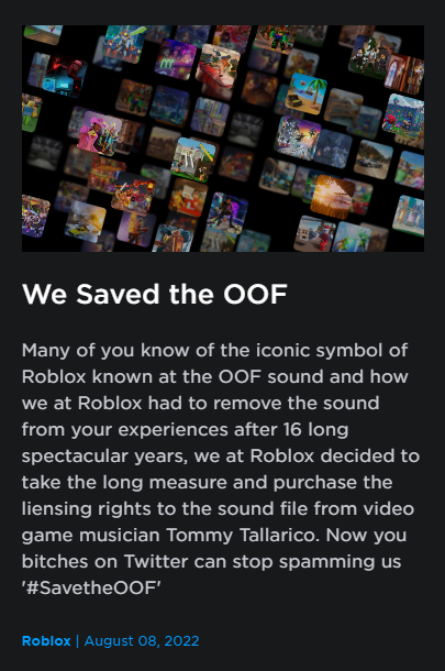 Why Roblox Has Removed Its Iconic Oof Sound