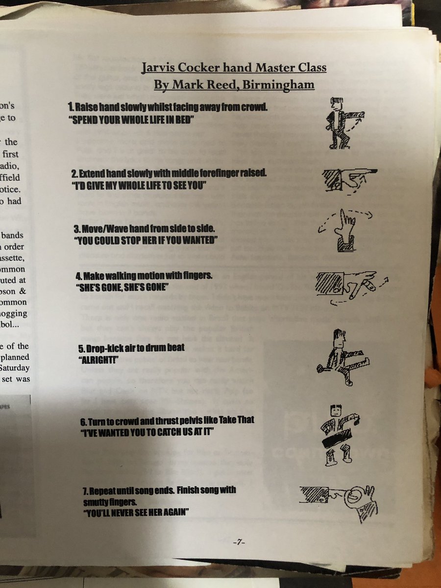 LadyDonnington's tweet photo. Going thru old things and came across this @NotJarvisCocker Hand Masterclass drawn by @iamjurassicmark from issue 3 of my @pulp2011 fanzine #PulpFRiction. I still randomly meet people who bought a copy! 😀 https://t.co/sGhE9aUTXR