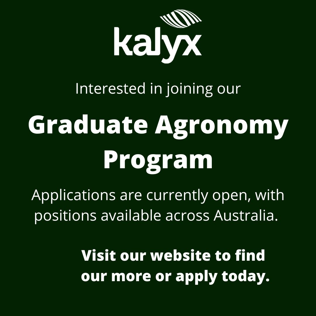 Finishing your agriculture or science degree this year?
Working at Kalyx provides you the opportunity to join a thriving agricultural business, build your network and explore your ability. Find out more or apply at kalyx.com.au/graduate-oppor…