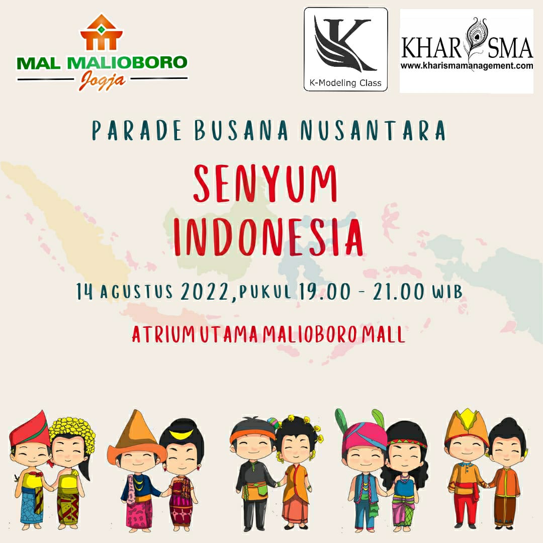 PARADE BUSANA NUSANTARA "SENYUM INDONESIA", 14 Agustus 2022, mulai jam 19.00 WIB di Atrium Utama Malioboro Mall. 

#MalioboroMall #malioboro #jogjaevent #jogjanews #infojogja