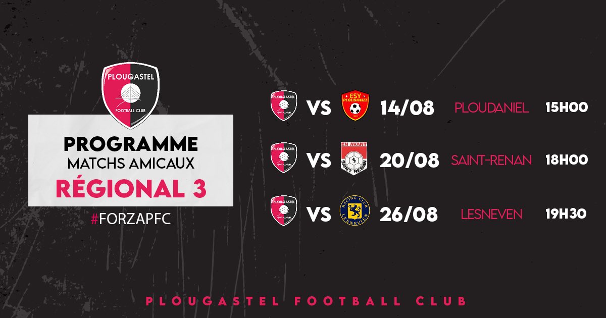 plougastelfc's tweet photo. 🔥 MATCHS AMICAUX 🔥
Retrouvez le programme des matchs amicaux pour notre équipe #R3 !
#FORZAPFC 🖤❤️ https://t.co/NsvZX9Klaa