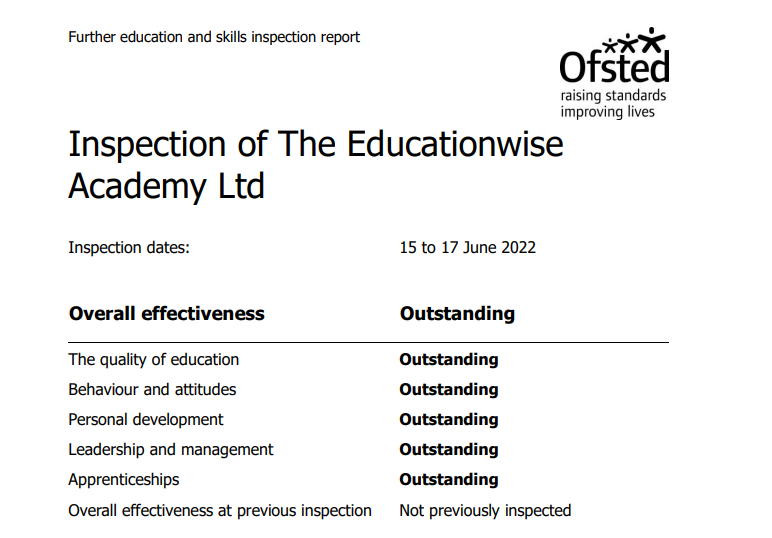 It’s official: Educationwise Academy is Ofsted OUTSTANDING

Read our latest blog all about and full report here - educationwisegroup.co.uk/ofsted-outstan…

#outstandingprovider #ofsted #ofstedoutstanding #FE #furthereducation #apprenticeships #outstanding #outstadningapprenticeship #education