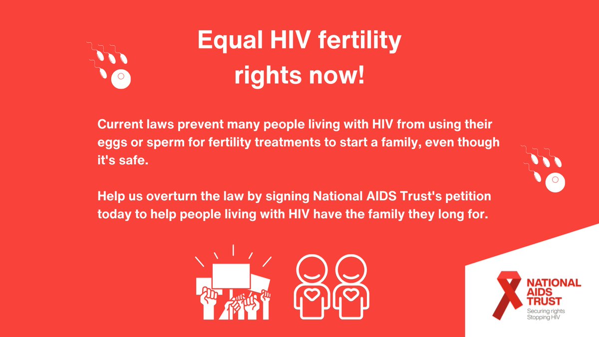 LguerraC's tweet photo. Many people living with #HIV can't use fertility treatment to start a family. Modern treatment for HIV means it is perfectly safe. But the law is out of date. I'm joining @NAT_AIDS_Trust to challenge this. #EqualHIVFertilityRightsNow  Sign the petition: 
https://t.co/MgSmnbjOHm https://t.co/utusPRfnwS