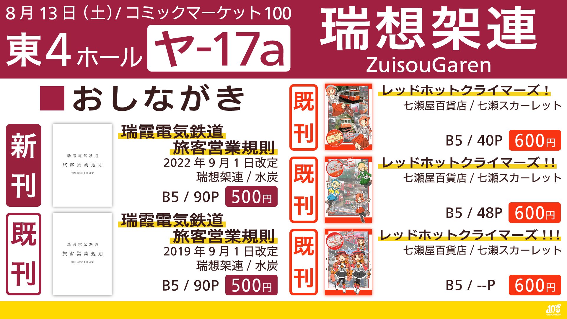 C100 1日目 コミケ サークルチケット 8月13日