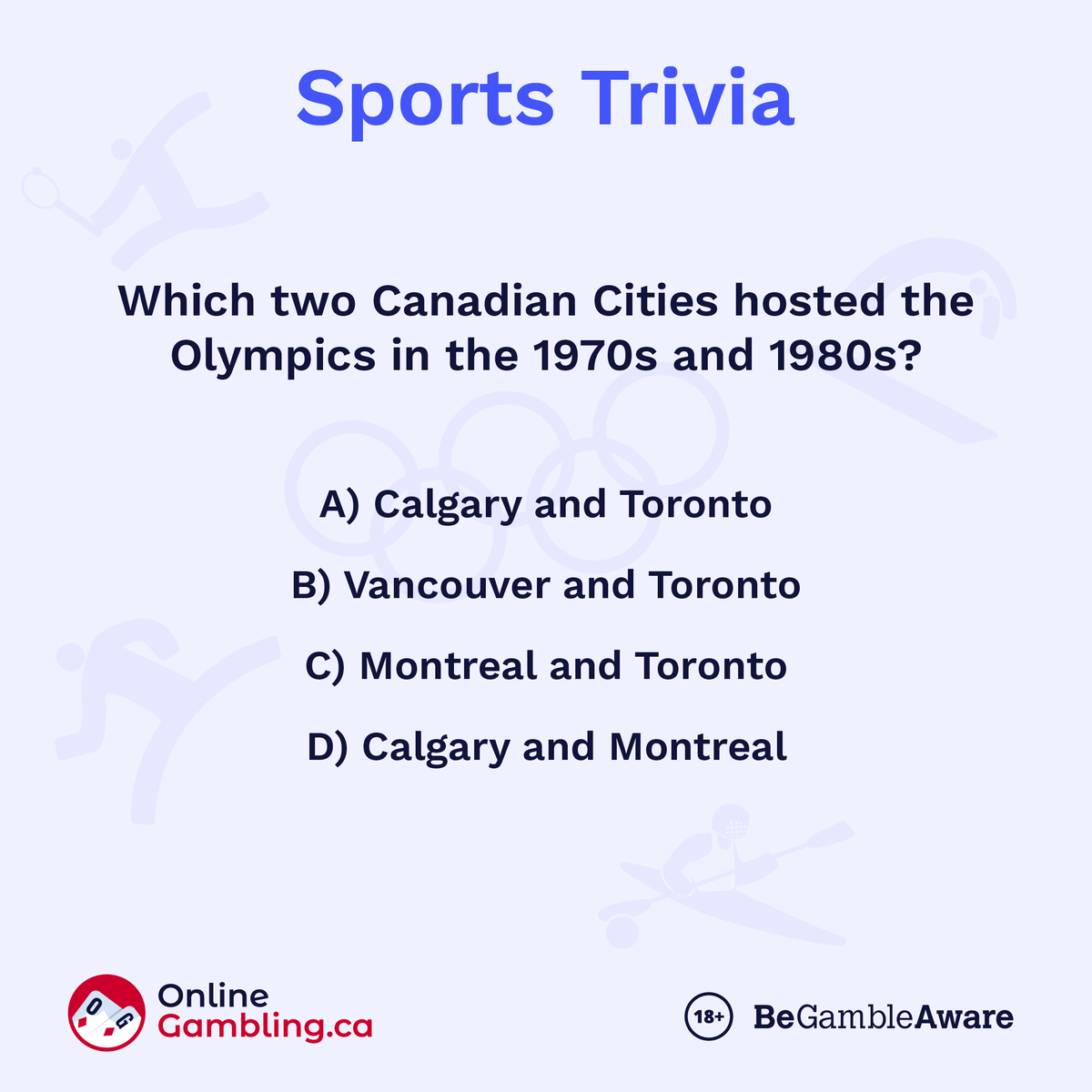 OGCANews's tweet photo. 🍁Which two Canadian cities hosted the Olympics in the 1970s and 1980s? 🍁 https://t.co/uwOP0lsZl5
