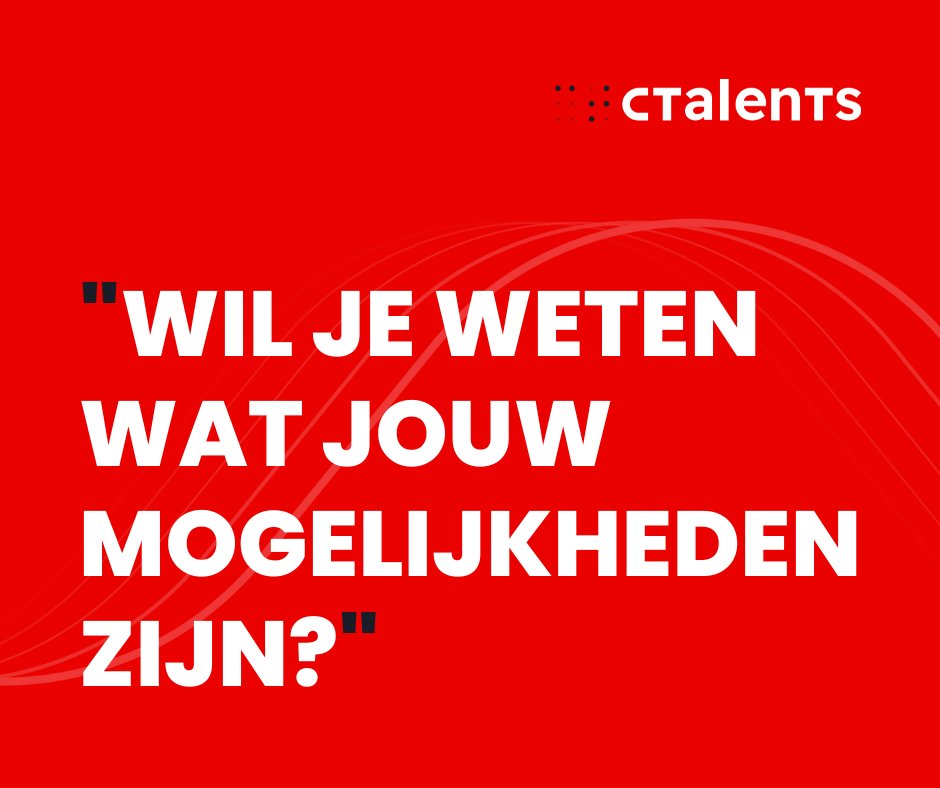 Wil je weten of Ctalents geschikt is voor jou? 

In onze One Minute Check kom je er binnen een minuut achter wat Ctalents voor jou kan betekenen op het gebied van het vinden van een baan die past bij jouw niveau. 

Doe hier de One minute check: hubs.li/Q01jp_Rp0