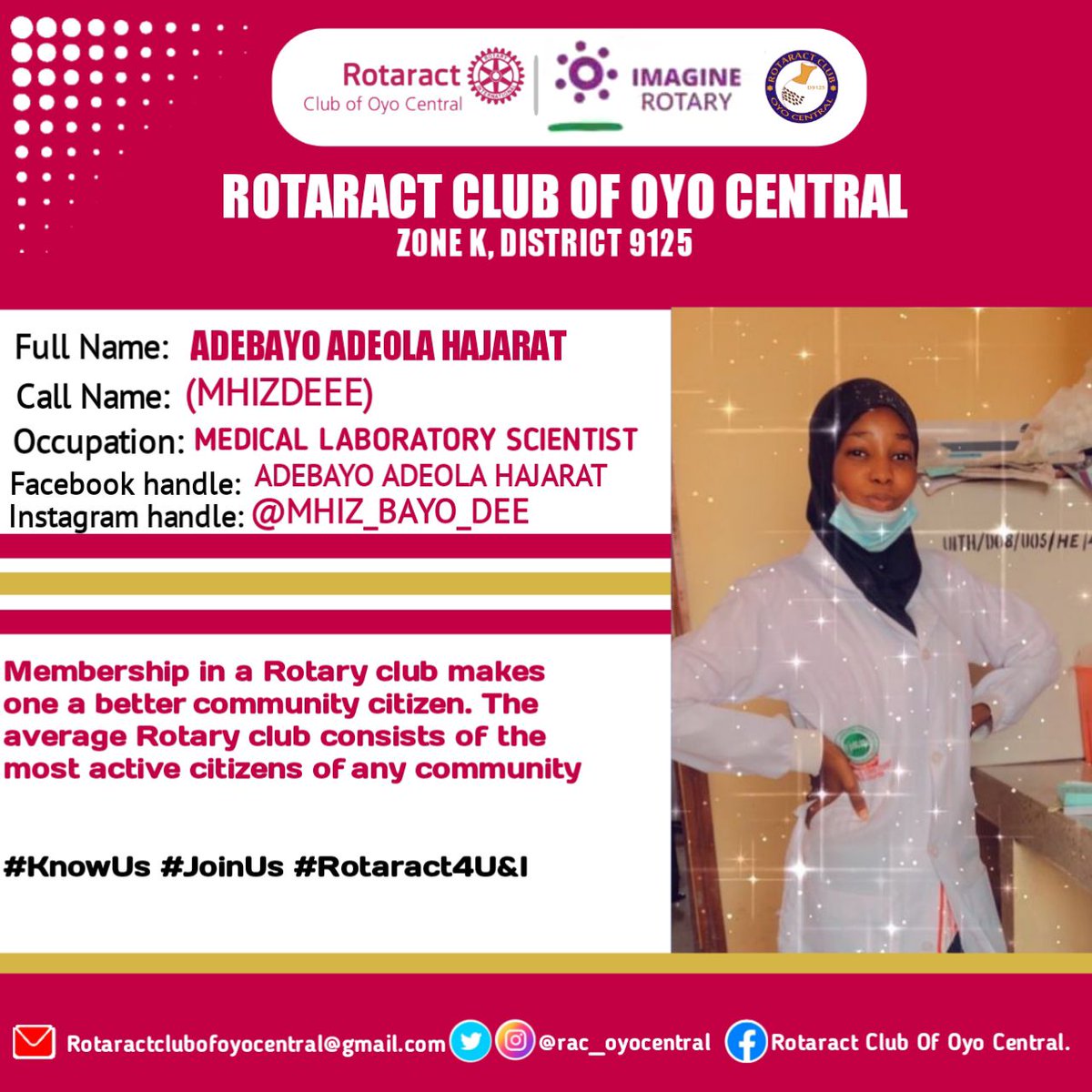 Rac_Oyocentral's tweet photo. Membership in a Rotary club makes one a better community citizen. The average Rotary club consists of the most active citizens of any community.

Day 8

#KnowUs 
#JoinUs 
#Rotaract4U&amp;I https://t.co/fkX767N1NW