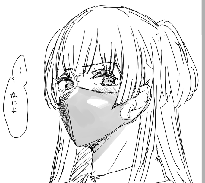 黒マスクふゆが見たくなったので5秒で描きました 