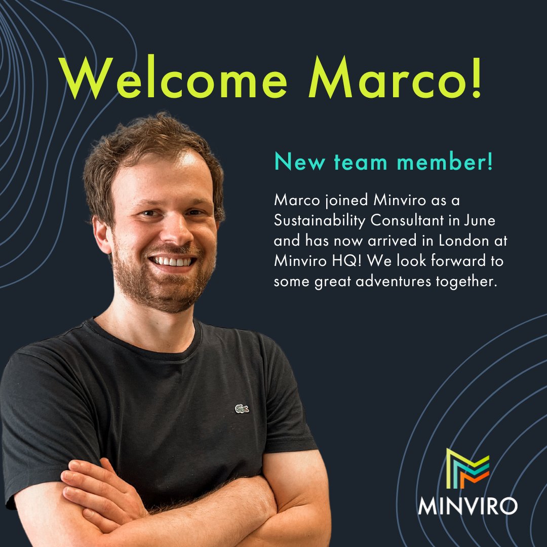 🚀 <a href="/MinviroLtd/">Minviro</a> has added a new member to the team!

✨ Welcome to Marco Konrat Martins, who has joined our consultancy team as a #Sustainability Consultant. Marco will use his #mining knowledge to support #rawmaterial projects to reduce their #environmentalimpacts with #LCA.