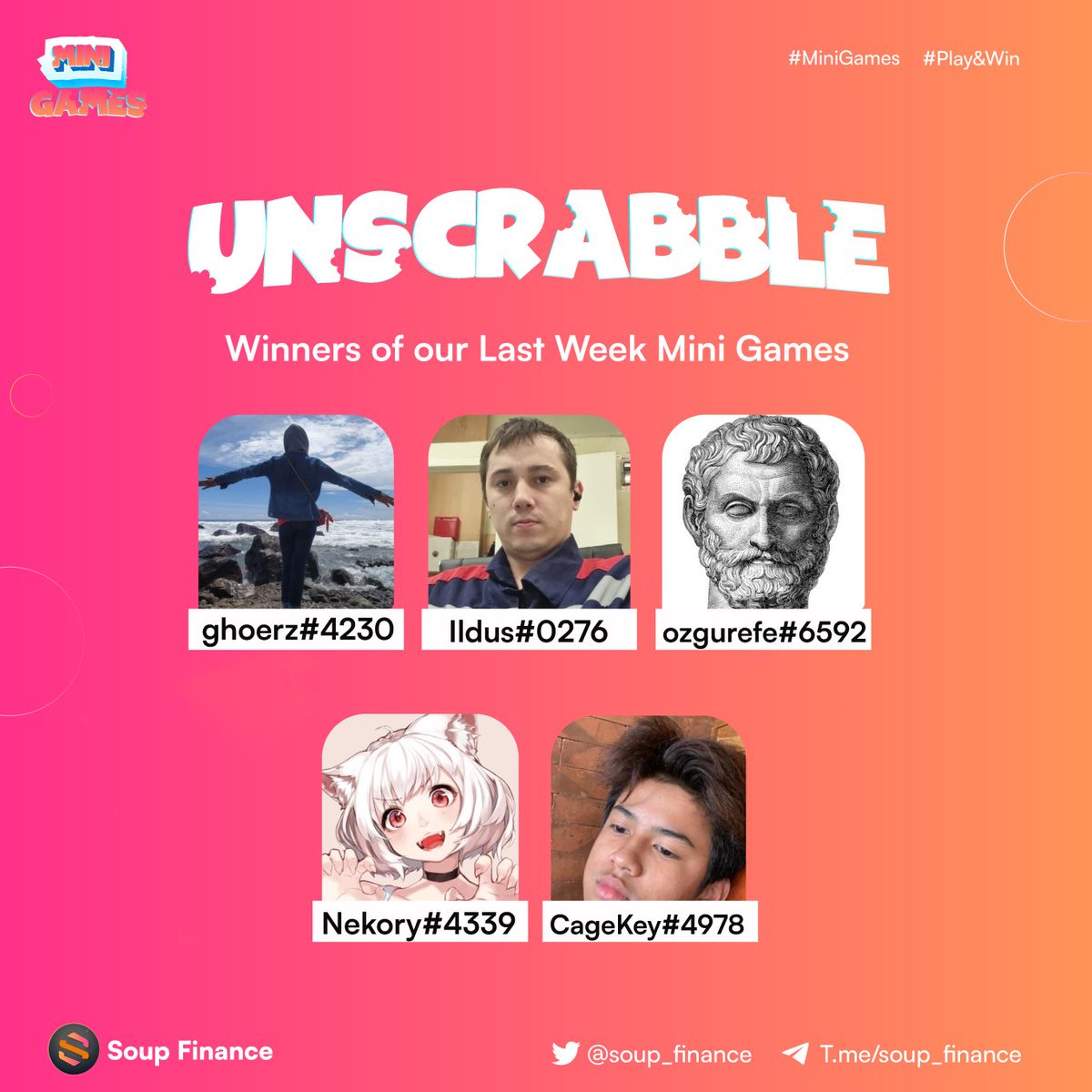 swichfinance's tweet photo. Congratulations to the Winners of our last week Mini Games..#Soup #Mini_games #Soupfinance https://t.co/6sE1yW0hgM