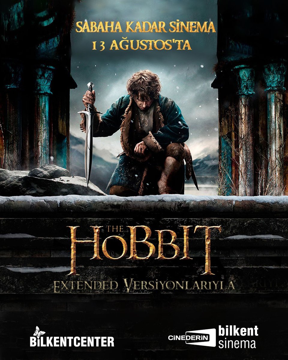 Sabaha Kadar Sinema’da Hobbit üçlemesini izlemeye ne dersiniz? 🤩 🎟 Biletler Biletiva’da ve gişede 📅 13 Ağustos ⏰ 23.59