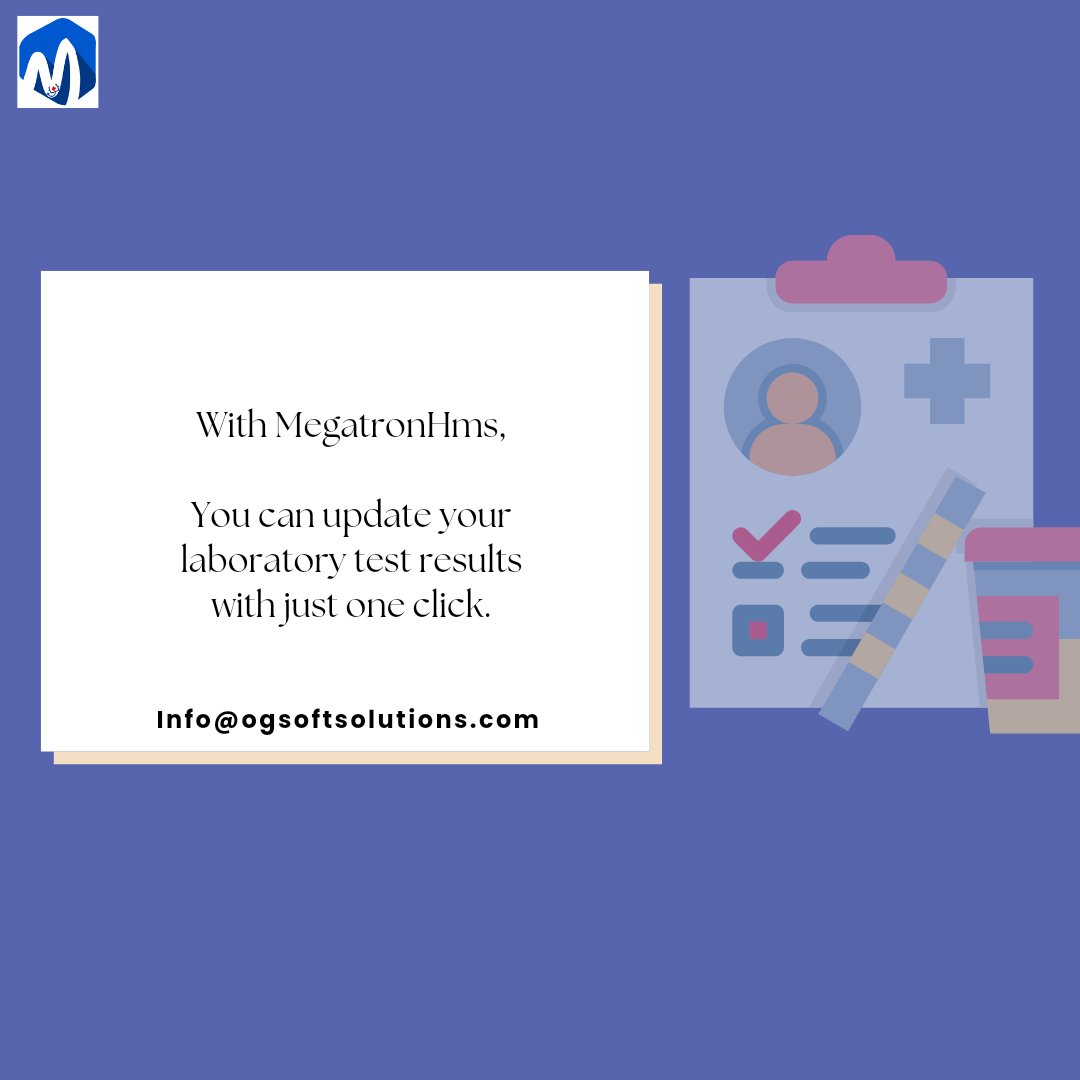 OgSoftSolutions's tweet photo. The laboratory module of MegatronHms makes it possible to update all the various Tests carried out with just a click.
Like to know how?
Reach out to us today via info@ogsoftsolutions.com
Or call: +234-813-954-9853
#MegatronHms #healthsoftware #EMRafrica #healthsystem #tech https://t.co/hrmqpJvDC8