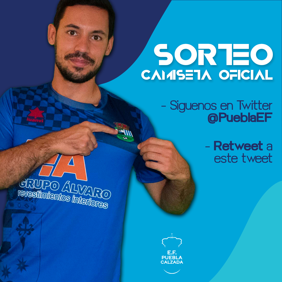 🍀 #Sorteo: 👕 𝗖𝗮𝗺𝗶𝘀𝗲𝘁𝗮 𝗱𝗲 𝗹𝗮 #𝗘𝗙𝗣.

Requisitos ⤵️:
➡️ Seguir a <a href="/PueblaEF/">E.F. Puebla de la Calzada</a>.
➡️ RT a este tuit.

📲 Ganador el próximo lunes 22 de agosto.

💙 #Sιéɳƚҽʅσ
💪 #VMP 🔵⚪