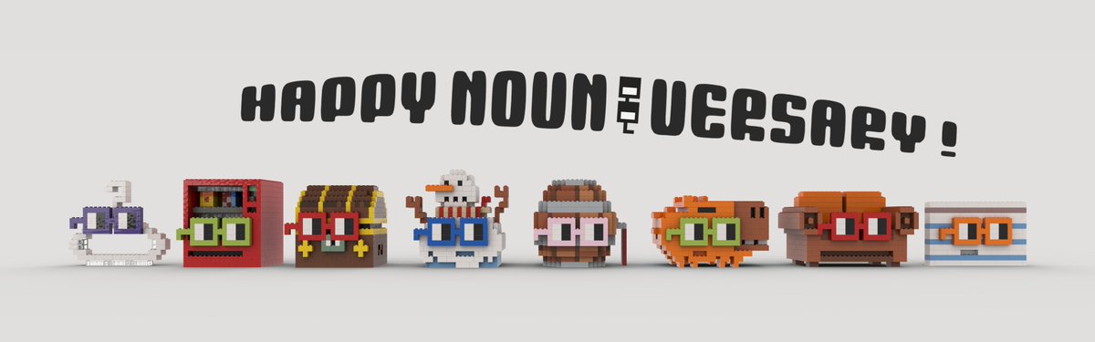Happy Nouniversary, 1st Anniversary of <a href="/nounsdao/">Nouns.eth</a> ! 🎁🎉

Especially to Nounders, Nouners, builders &amp; nounish fans.

It has been a superb journey for me, learning and experiencing new things, connecting with new friends almost everyday. 

#nouns #nouniversary 

1/🌞