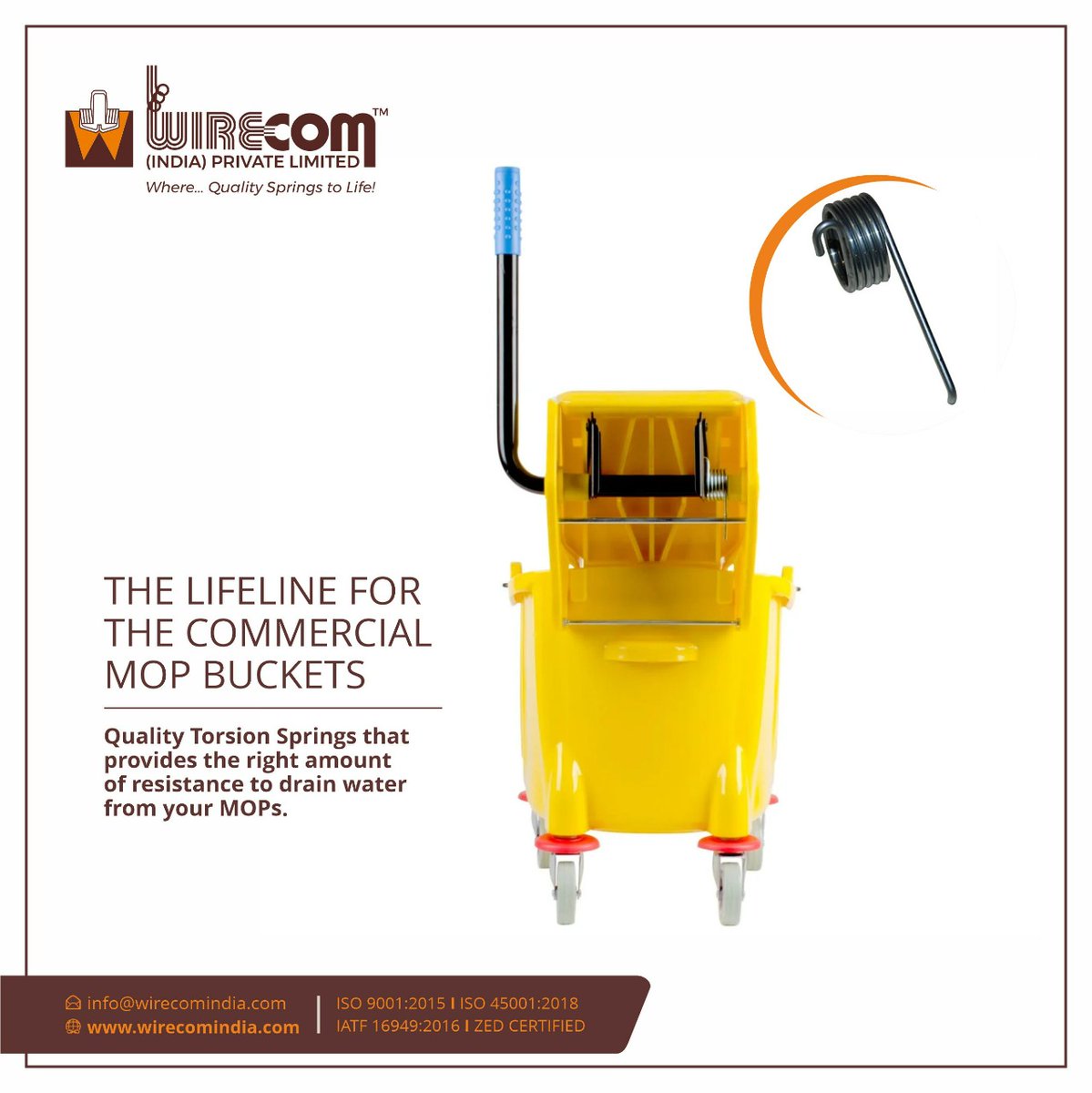 WirecomIndia's tweet photo. We are a leading manufacturer and supplier of torsion springs for Mop buckets. Our high-quality Torsion spring keeps mop buckets and wringers operating in good working order.
#mopbuckets #mopbucket #torsionspring #torsionsprings #spring #springsolution #springmanufacturer https://t.co/1mHYNpbojf