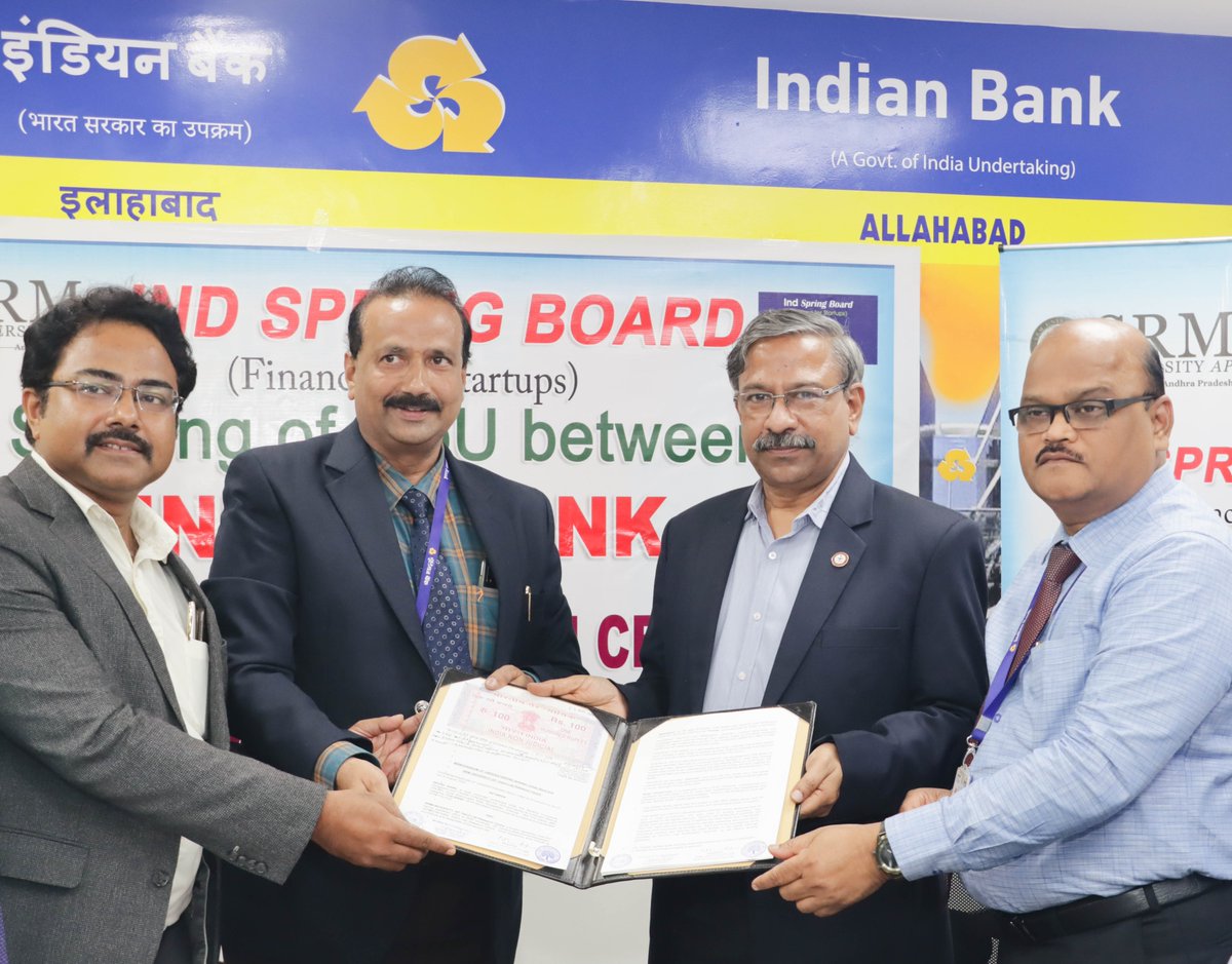 SRMUAP's tweet image. #IndianBank inks #MoU with #Hatchlab Research Centre, #TBI of #SRMUniversityAP to launch &apos;IND Spring Board&apos;, an initiative for financing start-ups and MSMEs. The bank will extend loans of up to Rs. 50 crores
#SRMAP #BusinessIncubator #Startups #Entrepreneurship  #INDSpringBoard
