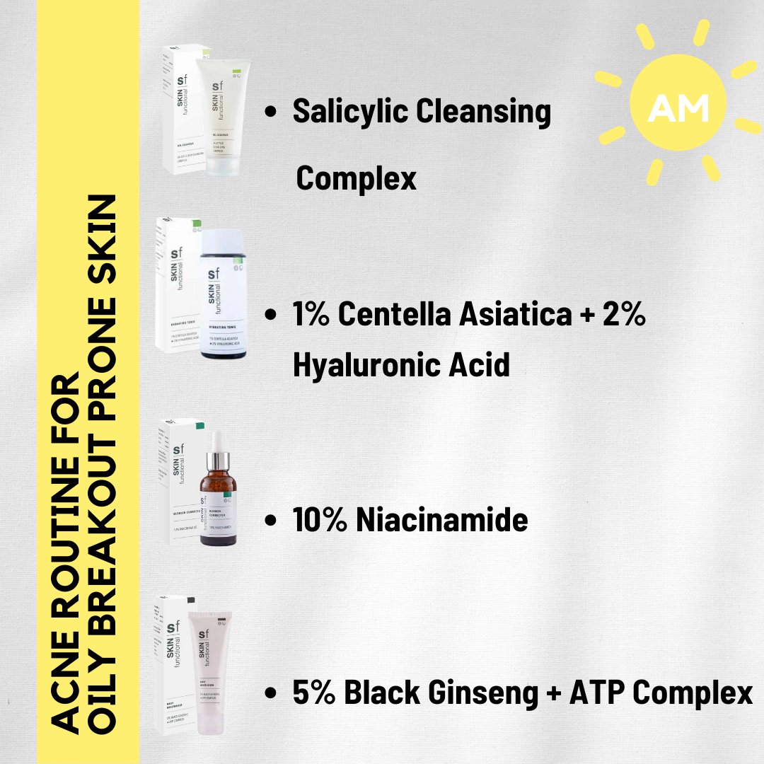 SkinFunctional's tweet photo. Oily breakout-prone skincare routine - AM ROUTINE ☀️

https://t.co/xelJWWtlQH

#skinfunctional #sf #skincare #skincareroutine #oilyskin #acne #amroutine #pmroutine https://t.co/TrsYtxqL1O