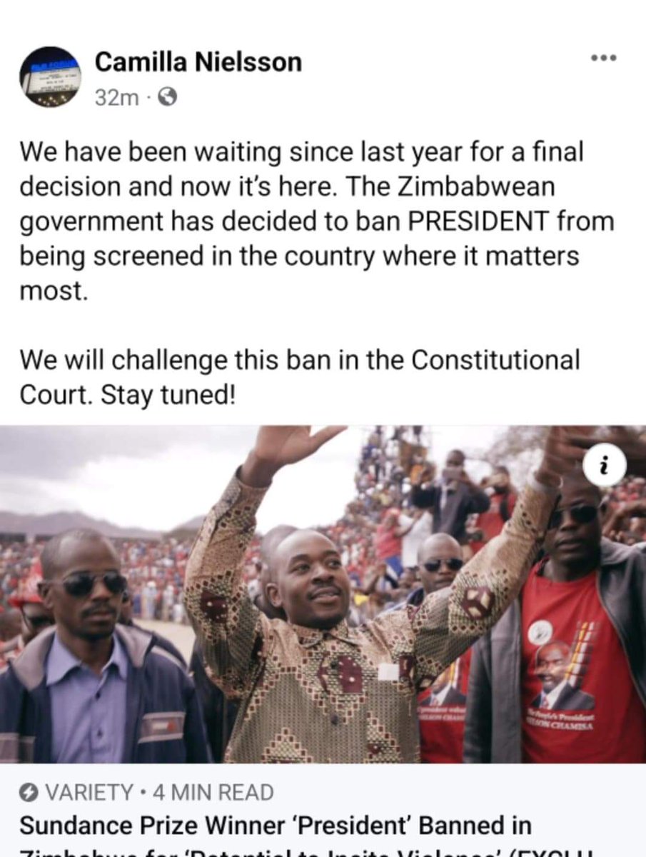 We will challenge this ban in the Constitutional Court. Stay tuned.
<a href="/TreasureBasopo/">Cde Treasure Basopo</a> <a href="/POVdocs/">POV on PBS</a> <a href="/LHNewsZimbabwe/">Lighthouse News Zimbabwe</a>