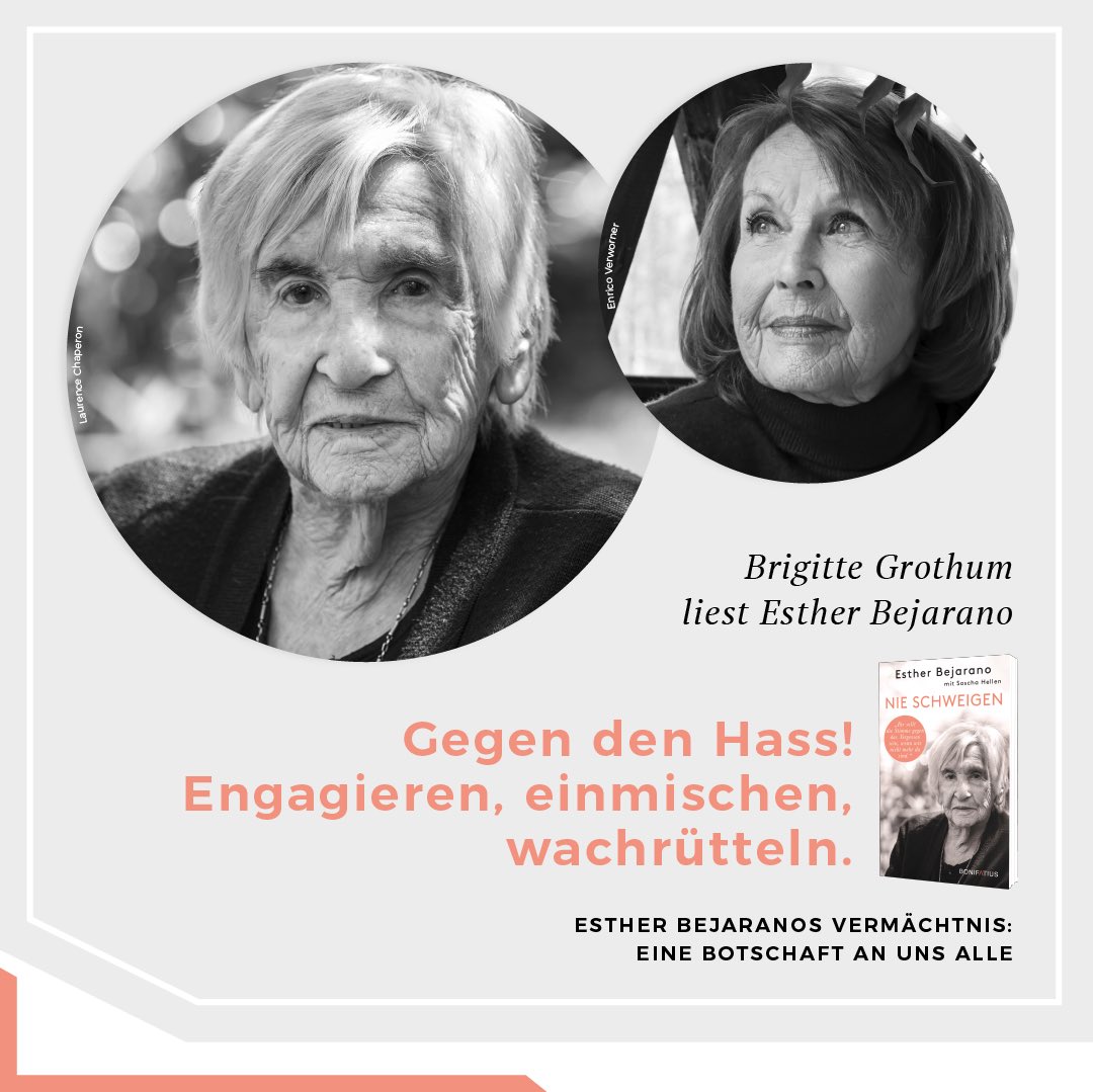 „Nie mehr schweigen, wenn unrecht geschieht!“ Brigitte #Grothum liest aus dem Vermächtnis der Holocaustüberlebenden Esther #Bejarano. Am 22. August, 19:00 Uhr, ist die Schauspielerin damit in Köln zu Gast. Mit dabei: <a href="/PetraPauMaHe/">Petra Pau</a> und Abraham Lehrer vom <a href="/ZentralratJuden/">Zentralrat der Juden in Deutschland</a>