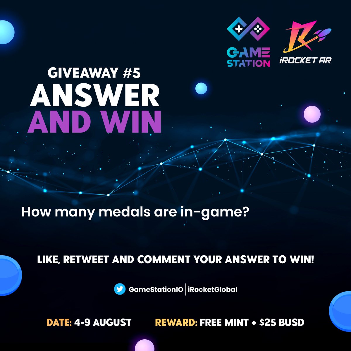 #GIVEAWAY - Day 5 of 5

🤑 Win FREE mint of the NEOGEN 3D AR #NFT AND $25 of BUSD

To Enter:
✔️Like, RT and Comment your answer to the question. See hint below 👇

⛔9 Aug at 13:00 UTC

#FreeNFT #Competition #Airdrop
[1/ 2]🧵