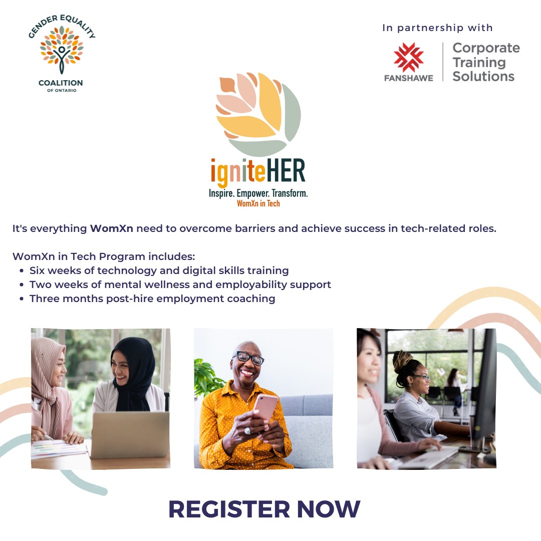GenderEqCo's tweet image. Spark the change!

In partnership with Fanshawe Corporate Training Solutions, join the IgniteHER program. 

Learn more at: fanshawec.ca/cts/products/t…

#womxnintech #EmpowerHER