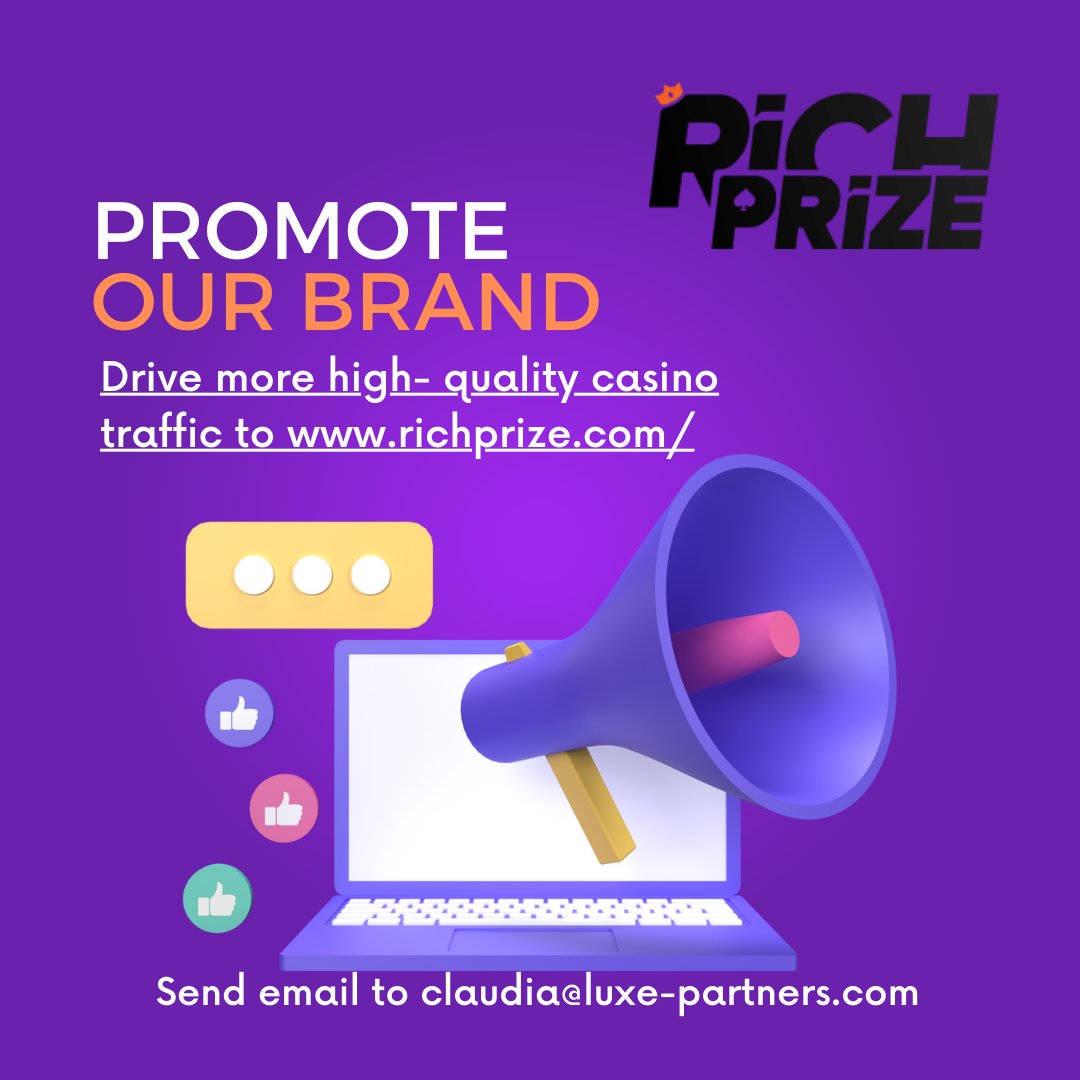 Rich Prize is an online casino and betting website with lots of bonuses to offer. Get us more casino traffic worldwide and earn great commissions as our partner. 

To know more about our offer by contacting us! 

#affiliatemarketing #advertising #casinotraffic #onlinebetting #cpa