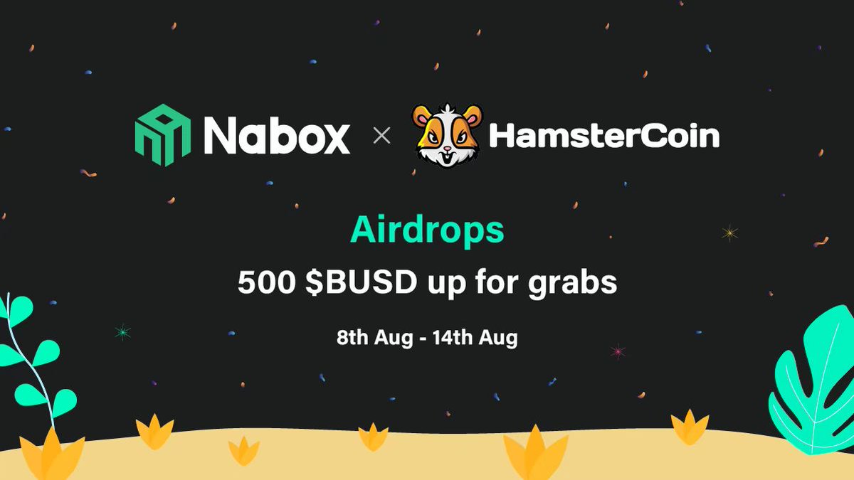 🪂Airdrop with HamsterCoin 

💰500 $BUSD to #Giveaway 

⏰8th-14th Aug

✍️forms.gle/gyYEaZ2WkDWmCV…
1⃣Rt, 💚, @ 3
2⃣Download nabox.io
3⃣Follow <a href="/naboxwallet/">Nabox</a> &amp; <a href="/_hamster_coin/">HAMSTER COIN</a> 
4⃣Join t.me/naboxcommunity &amp; t.me/Hamster_Finance
5⃣Join discord.gg/mQVXZJXMkn