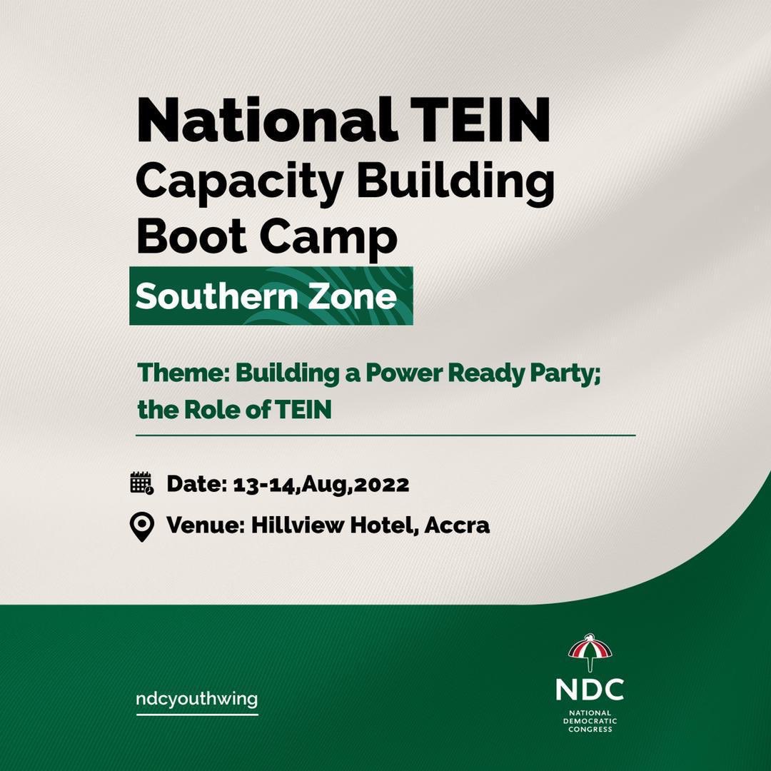 LadiesTein's tweet photo. Victory 2024 is a collective responsibility. 

Be part of the National TEIN  capacity building boot camp at Hill View Hotel, Accra .

We all have a role to play ..
#YouthPower https://t.co/4KsPhFEXYK