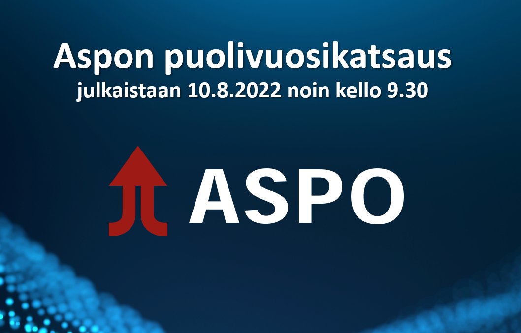 AspoPlc's tweet photo. Aspo julkistaa tammi–kesäkuun 2022 puolivuosikatsauksensa keskiviikkona 10.8.2022 noin kello 9.30. Tervetuloa seuraamaan englanninkielistä webcastia julkaisupäivänä klo 14 alkaen osoitteessa: https://t.co/dSmW7TjozC https://t.co/Q9KOyKlRZK