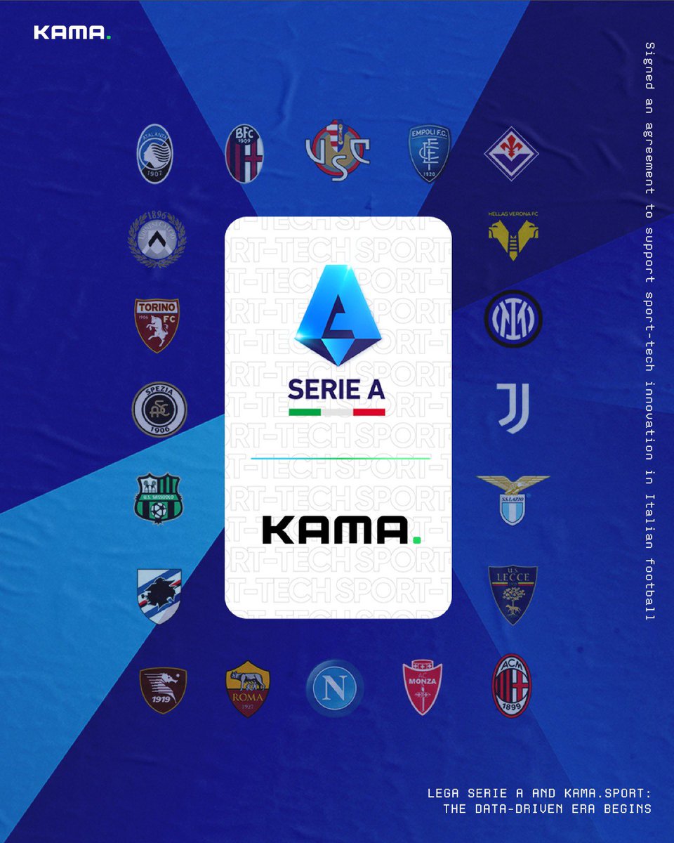kamasport_'s tweet photo. A new data-driven era has begun for Italian football.
With innovation as a common objective, https://t.co/ESo2kWWRyD and @SerieA have signed a partnership that aims to elevate the Italian league to the highest levels of competition. #kama #seriea #partner #data #datadriven https://t.co/2DzZJmgiAy
