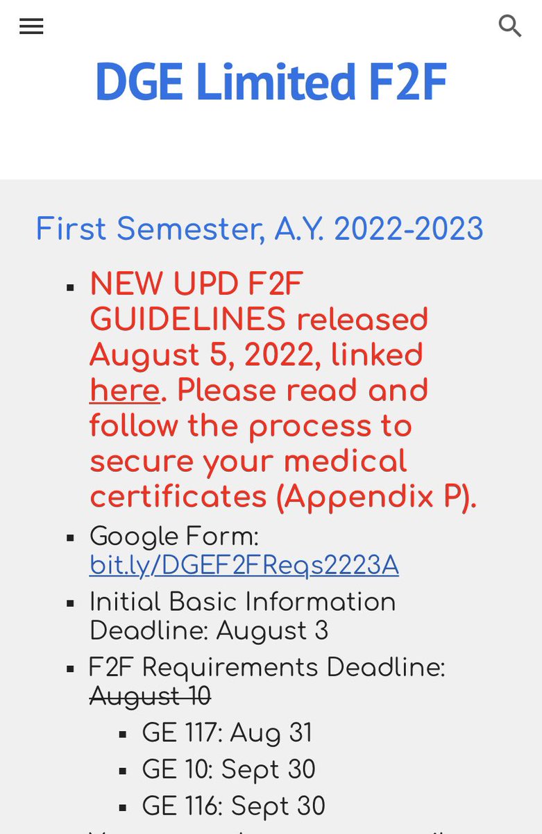 GEreps's tweet photo. [ANNOUNCEMENT] 

New deadline for F2F requirements for GE 10, GE 117, and GE 116 has been posted on the Students' Info Hub. 

🔗 https://t.co/YmBkSx5iDi

#UPDGE https://t.co/Xgxmtlr0zN