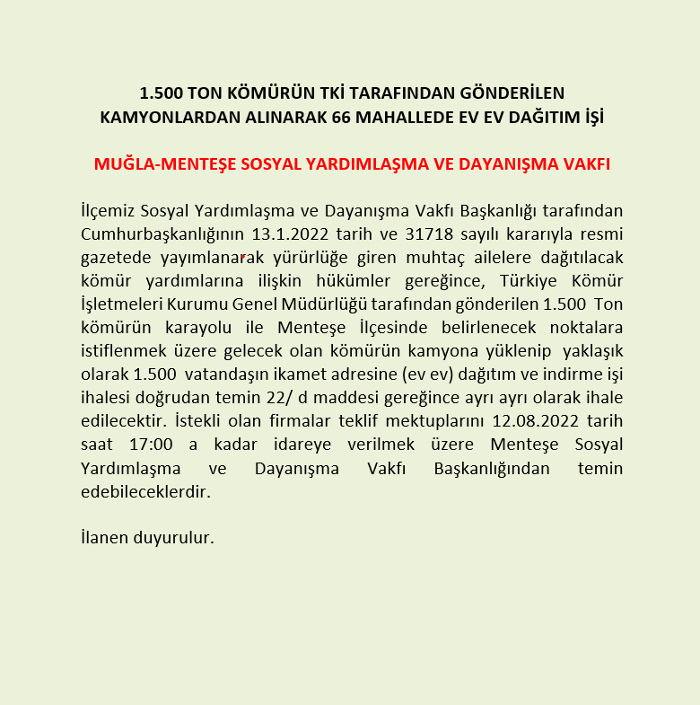 1.500 TON KÖMÜRÜN TKİ TARAFINDAN GÖNDERİLEN KAMYONLARDAN ALINARAK 66 MAHALLEDE EV EV DAĞITIM İŞİ