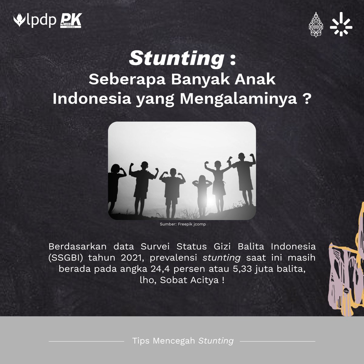 fiifafifah's tweet photo. Bagikan konten ini bagi calon orang tua yuk, Sobat Acitya! Sebagai masalah gizi kronis balita dengan tinggi badan yang sangat pendek dan tidak sesuai usianya, stunting merupakan salah satu ancaman masa depan bangsa.

Apa saja kiat-kiat pencegahan yang dapat dilakukan? https://t.co/DgmLzs3s8z