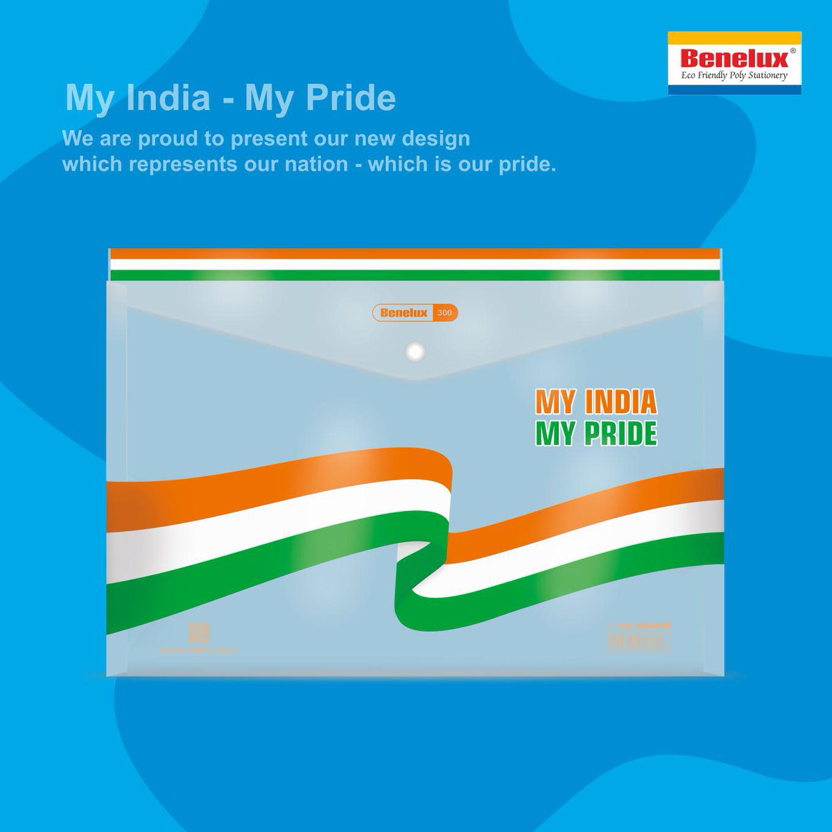 beneluxplast's tweet photo. My India - My Pride
We are proud to present our new design which represents our nation - which is our pride. This is being mixed in 300 Combo also. #buttonbag #stickfile #chequebook #reportfile #utilitybag #expandablebag #benelux #stationery #gifts #IndependenceDay #india https://t.co/dRBW1QxkX0
