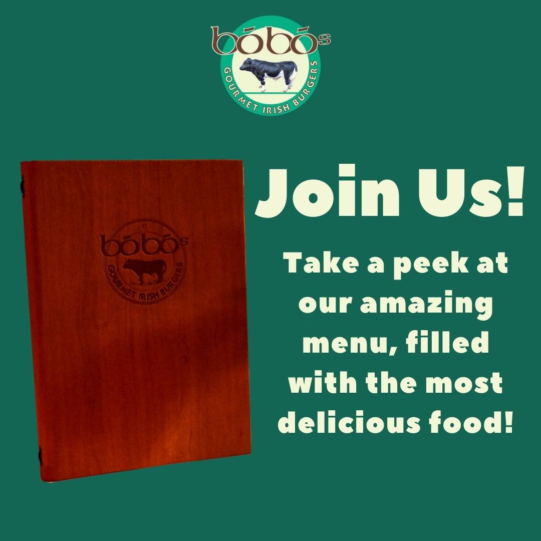Take a look at the menu📑 for your nearest location and discover some amazing food!🤩 We have something for everyone here at Bobo’s!🍔 Be sure to join us this week for a bite to eat!✨