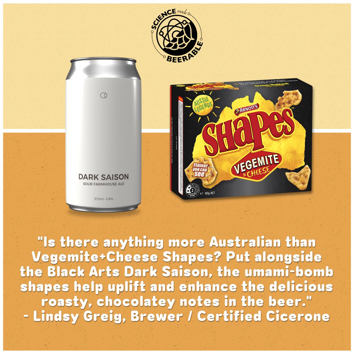 BeerableScience's tweet photo. Curated by Certified Cicerone and past brewer panellist Lindsy Greig, these snack pairings will highlight the flavours in the beers!

Order yourself a 4-pack: https://t.co/L9shD2gQGZ

@HopProductsAus @VoyagerMalt @Aus_ScienceWeek

#beer #brewing #beerscience #scienceweek https://t.co/FmNA3Uf0uW