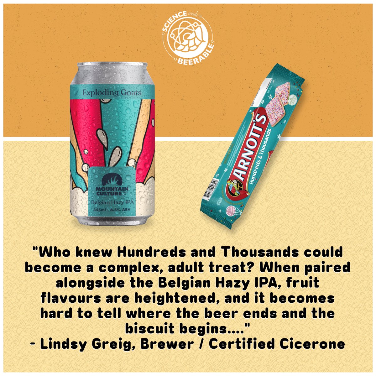 BeerableScience's tweet photo. Curated by Certified Cicerone and past brewer panellist Lindsy Greig, these snack pairings will highlight the flavours in the beers!

Order yourself a 4-pack: https://t.co/L9shD2gQGZ

@HopProductsAus @VoyagerMalt @Aus_ScienceWeek

#beer #brewing #beerscience #scienceweek https://t.co/FmNA3Uf0uW