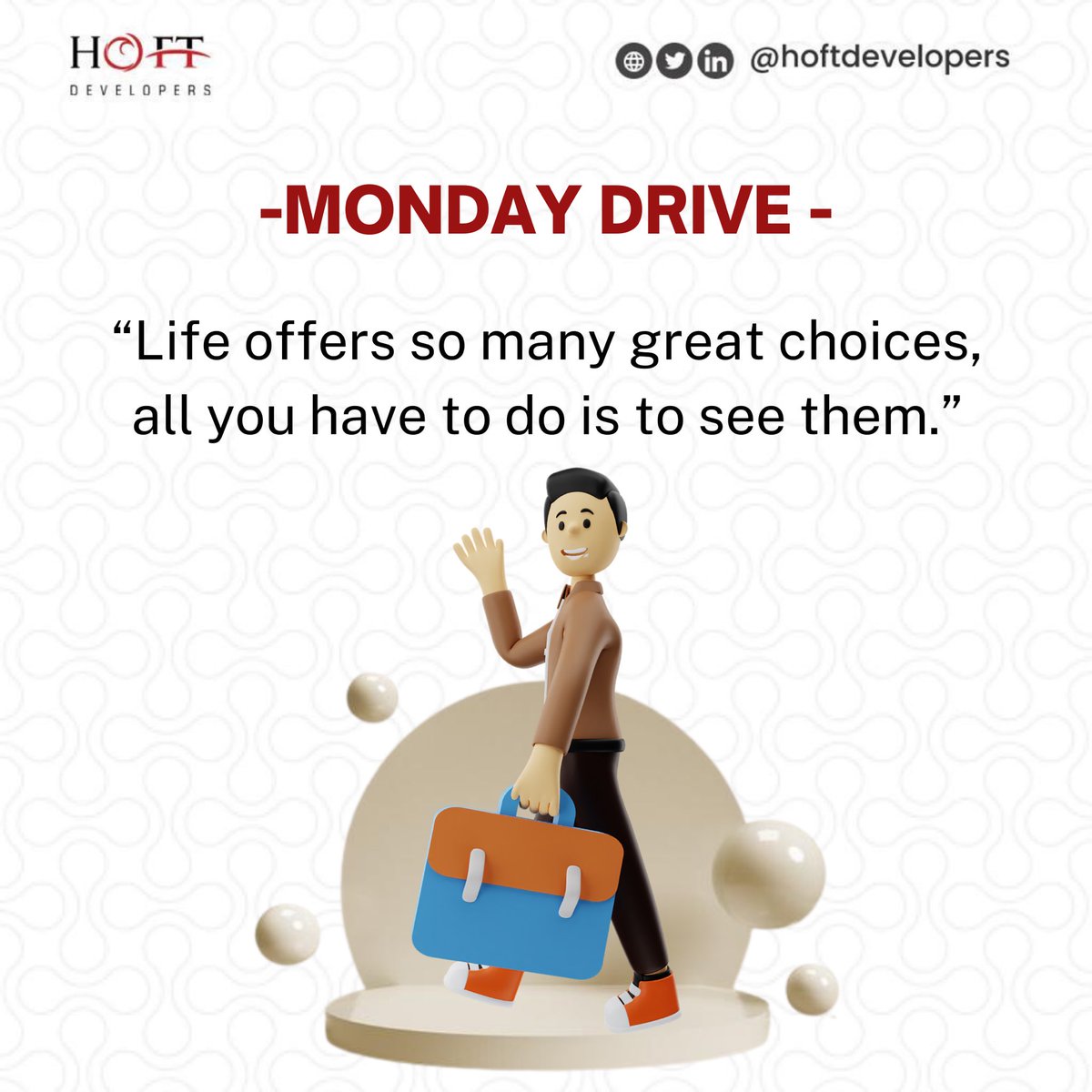You wake up everyday with the world filled with so many choices and opportunities, all you need is to be open minded to the right one.

Choose wisely, choose HOFT…..

Have a great week ahead.

#mondaythoughts #opportunities #August2022 #MoneyTalks #career #tech
