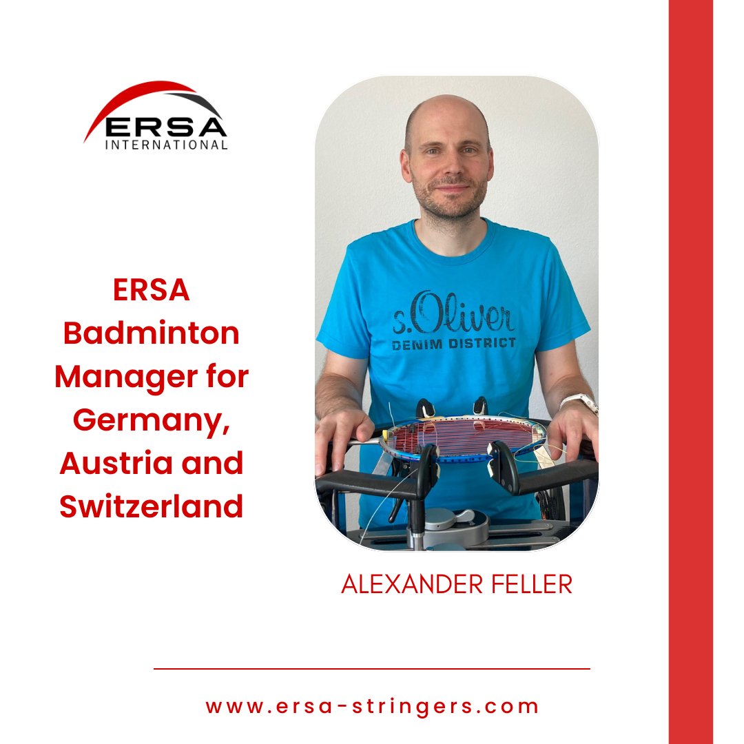 MarkMaslowski's tweet photo. Alexander Feller is the new ERSA Badminton Manager for Germany, Austria, and Switzerland. Alex is also a tennis tournament stringer.
#tennis #badminton #stringer #stringing #racketstringing #tennisstringer #ersastringers #ersainternational https://t.co/D1qOEPgBqd