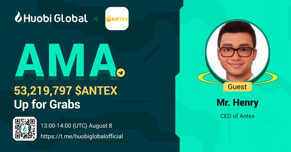 Minhaj77x's tweet photo. 🔥Huobi❌ANTEX AMA  - Don't Miss out ! 🎁53,219,797 $ANTEX  Up For Grabs! 
⏰13:00 - 14:00 (UTC) , August 8
 ✅ Join AMA at » Huobi English 
✅ Share the event poster with link 
https://t.co/PjMPdjUgQy  
✅ Submit Huobi Global UID
More Rewards to win: 🥰 
https://t.co/B4XpGMlOkH https://t.co/kkkwbEpsVk