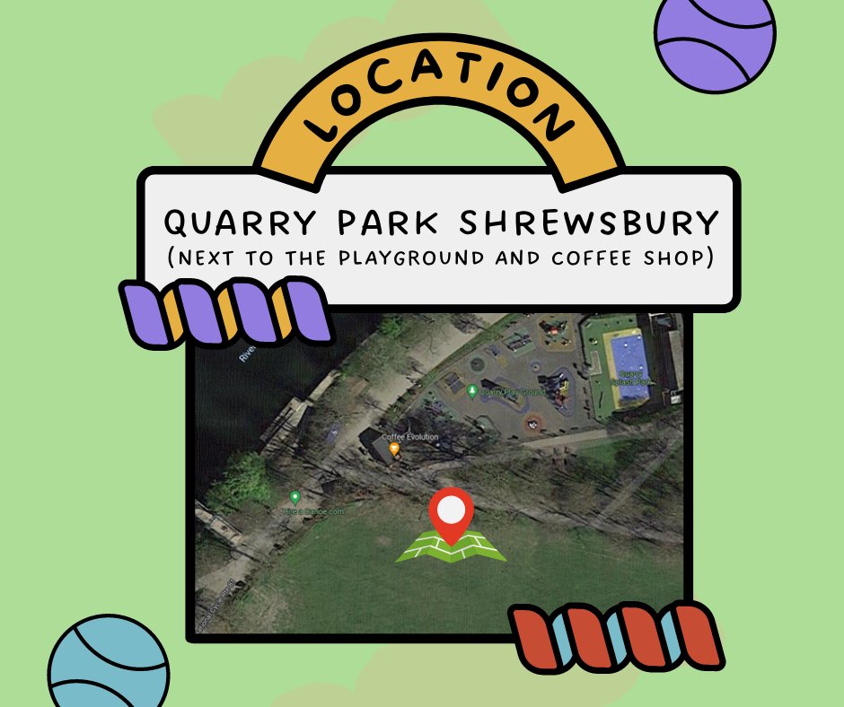 Not sure exactly where we are tomorrow? The Quarry Park Shrewsbury is easy to find and we will be near the cafe and the playground so please come along down and see us 😄🌳🌳🥤☕️🤸🛹⛲️