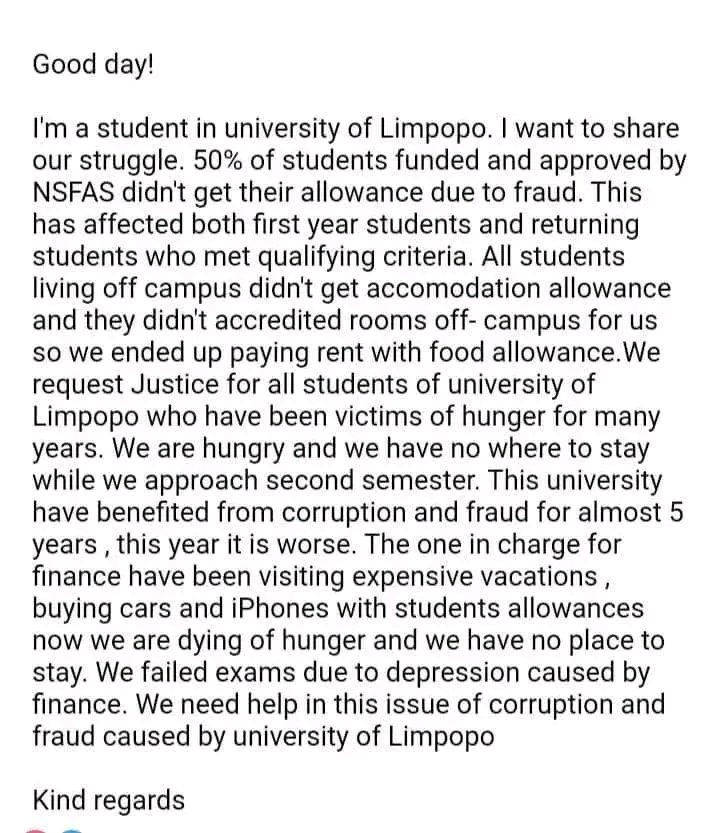 MatamelaObedi1's tweet photo. #ULmustfall
#sabcnews 
#eNCA 
#SRCmustfall
#NSFAS 
#Offcampusallowancenow https://t.co/BvrYQSOcM2