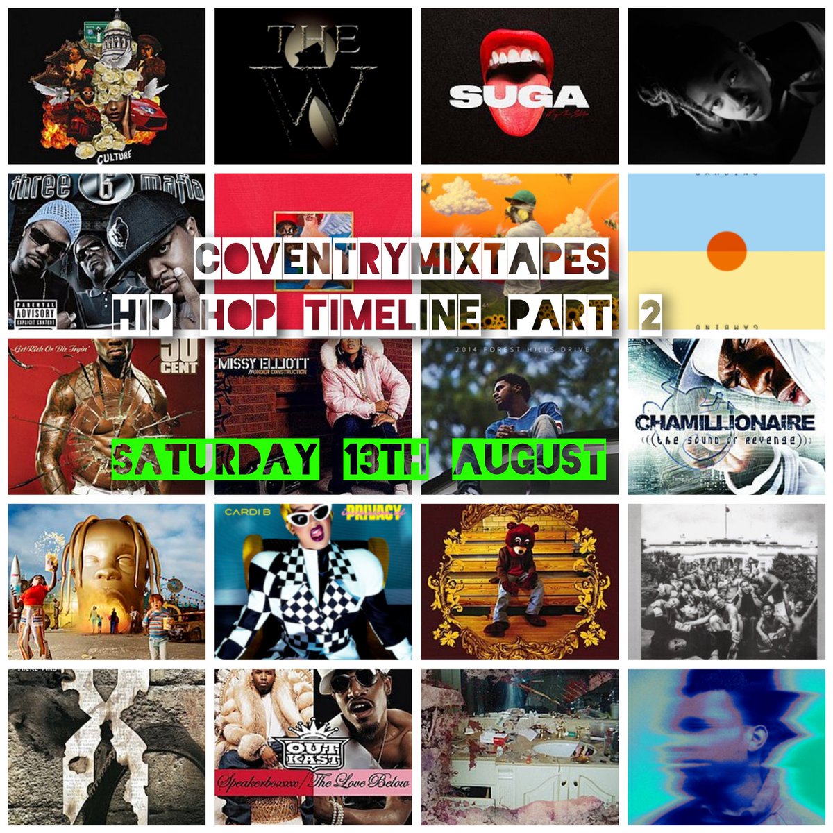 CoventryMixtape's tweet image. Next Saturday's show......

The #CoventryMixtapes 
Hip Hop Timeline Part 2
00's and 10's
@MGRLIVE

I hope you enjoy it 😀