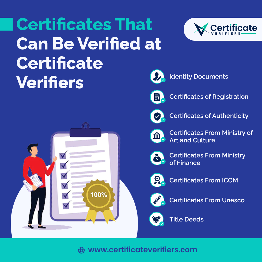 Certificates That Can be verified at #Certificate Verifiers

certificateverifiers.com.

#MinistryofFinance #MinistryofArtandCulture #onlineverification #CertificateVerifiers #cv #busniessverifiers #document #verification #busniess
