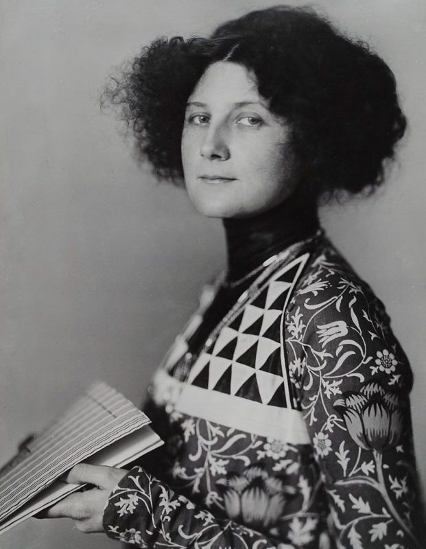 While his contemporaries painted female nudes, Gustave Klimt wrapped his muses in decorative gowns. Behind his trademark style, + pictured in the frame, was Emilie Flöge (1874-1952), an Austrian designer + businesswoman, who created corset-less dresses to liberate modern women