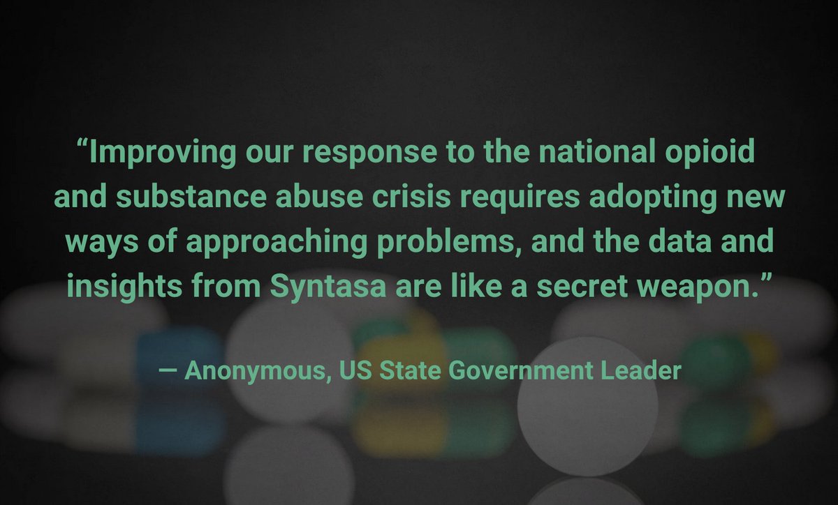 Syntasa's tweet image. Agencies that are not drawing insights into opioid and substance abuse behavior from their digital data need to address this blind spot!

#opioidcrisis #digitalbehavior