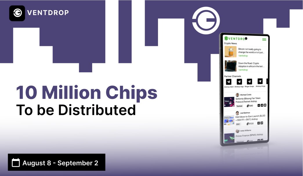 AirdropRealtime's tweet photo. 🪂 New AirDrop: #Ventdrop
🤑 Total Reward: 10 Million Chips
🧑💻 Winners: All Valid Users
🧐 Rate: ⭐️⭐️⭐️⭐️
⏰ Timeline: August 8 September 2
🪂 Join AirDrop: https://t.co/Fey97djBV1
✅Complete the tasks
✅Submit other details on the Page
✅Submit your BEP-20 wallet address https://t.co/LjdZpFA9oZ