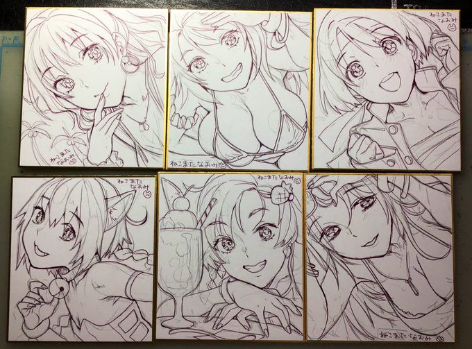 今回の直筆ミニ色紙はオリジナルで描いてみている画材はコピックマルチライナーつまり 